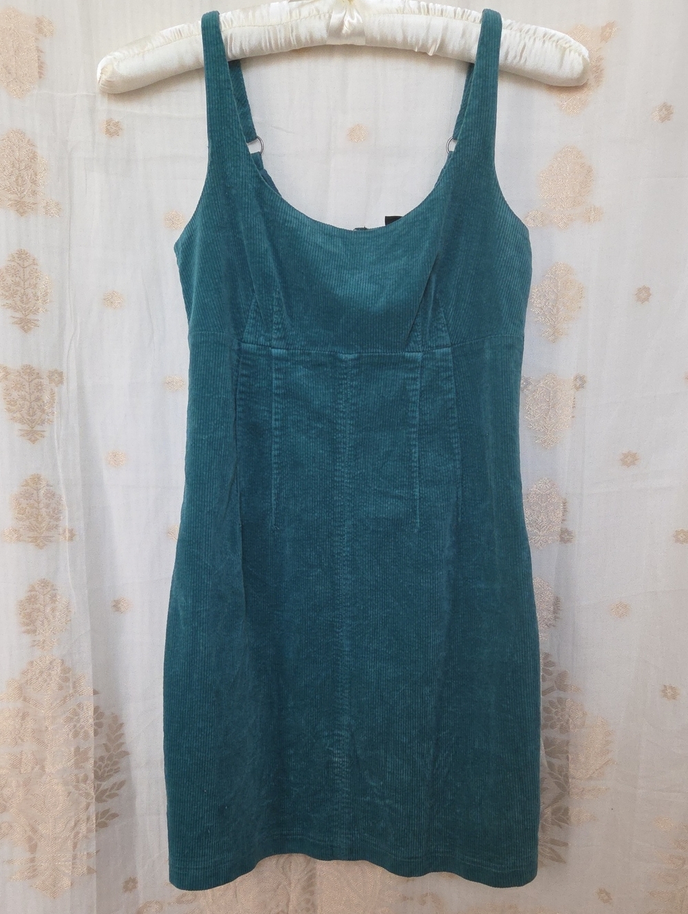 Teal Corduroy Mini Dress - Women